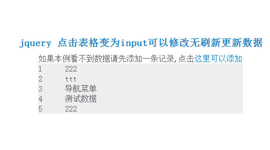 jquery 点击表格变为input可以修改无刷新更新数据